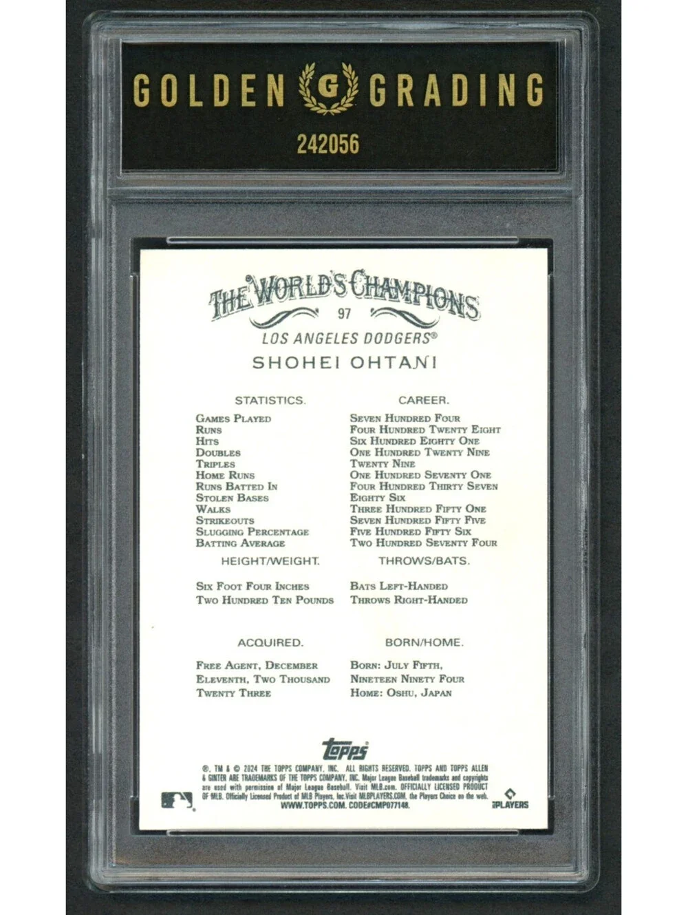 2025 Topps Allen & Ginter Shohei Ohtani 132 Dodgers Graded Gem Mint 10